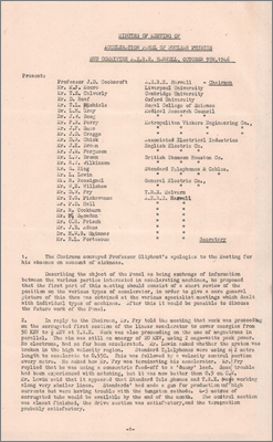 Minutes of meeting of Acceleration Panel of Nuclear Physics Sub-Committee (9 October 1946)