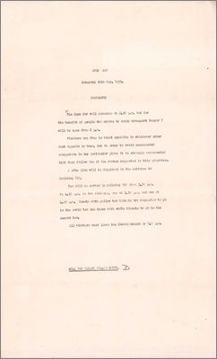 AERE Open Day for Electronics, General Physics, Health Physics and Medical Divisions (Invitation, programme and list of exhibits, 29 May 1954)