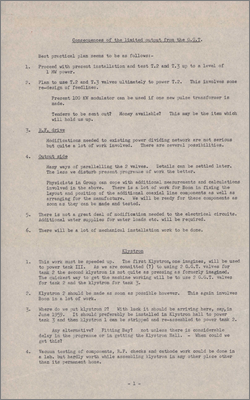 Paper expressing concern at the performance of the Nimrod(?) GGT and problems with the klystrons (unsigned and undated but refers to second klystron possibly arriving June 1959)
