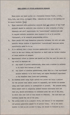 Some aspects of future accelerator research (Paper by John Lawson; 21 August 1958)