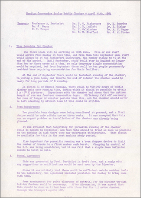 Meeting concerning Saclay Bubble Chamber (Minutes, 14 April 1964)