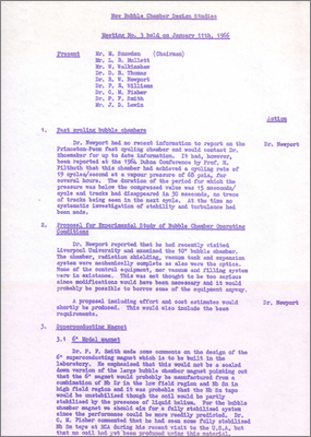 Minutes of New Bubble Chamber Design Studies meeting (11 January 1966)