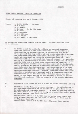 JLPEC/M1 Minutes of meeting (10 February 1975)