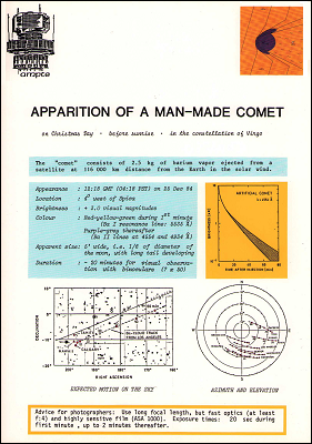 Apparition of a man-made comet... on Christmas Day - before sunrise - in the constellation of Virgo (1984, brochure produced by the German AMPTE partners)