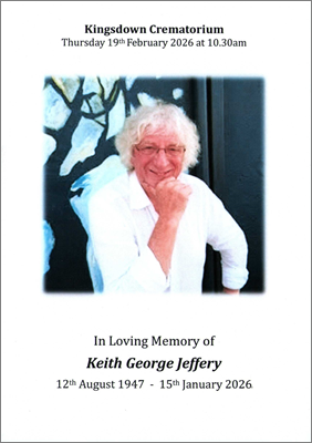 In loving memory of Keith George Jeffery (12 August 1947 - 15 January 2026)