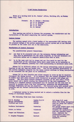 Minutes regarding selection of contractor for the control system (28 July 1958)