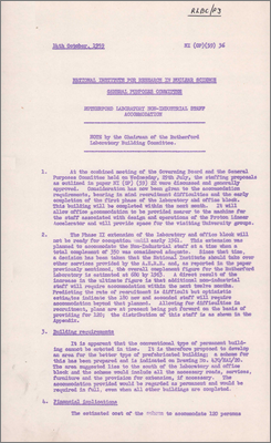 RLBC/P3 and NI(GP)(59)36 Rutherford Laboratory non-industrial staff accommodation (14 October 1959)