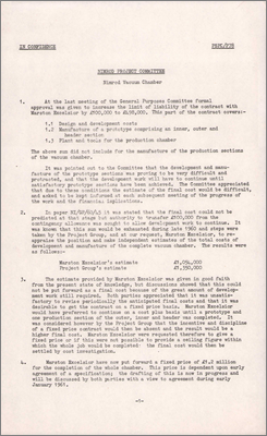 PSPC/P78 and NI/GP/60/47 Nimrod vacuum chamber (Includes progress report, 9 December 1960)