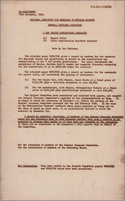 NI(GP)(58)22 7 GeV Proton Synchrotron contracts (Report on tenders for copper bar, 18 November 1958)
