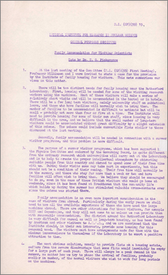 NI(GP)(59)15 Family accommodation for Visiting Scientists (Need for short- and longer-term accommodation for staff and visitors, especially for staff coming from abroad and for summer programmes, June 1959)