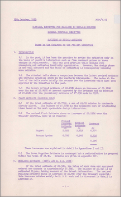 NI(GP)(59)31 also PSPC/P52 Revision of Nimrod estimate (Revision of finances now that estimates are becoming more reliable, 9 October 1959)