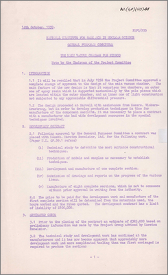 NI(GP)(59)44 also PSPC/P55 The main vacuum chamber for Nimrod (Revision of estimates following complete change of approach in design, 14 October 1959)