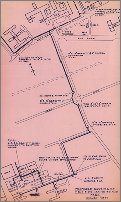 NI(GP)(60)17 New steam main (Following completion of Phase I buildings, steam requirements found to be inadequate so new steam main required at estimated cost of 20,000 pounds to Laboratory; includes sketch of routing from B220, 15 March 1960)