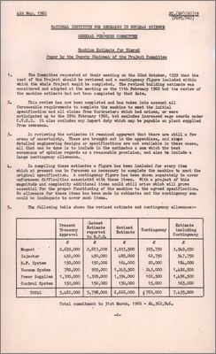 NI(GP)(60)19 also PSPC/P60 Machine estimates for Nimrod (Review of costs and issues for each of the main components, 4 May 1960)