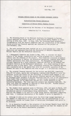 NP.60(67) Completion of Helium Bubble Chamber Project (24 May 1967)