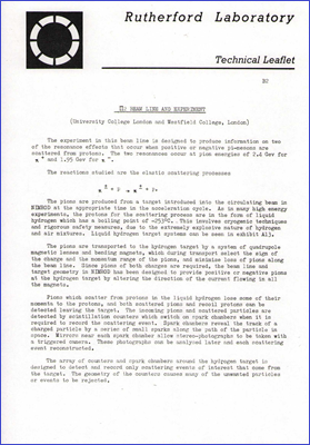 Pi2 Beam Line and Experiment (University College, London and Westfield College, London)