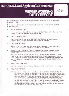 Merger Working Party report (21 February 1980)