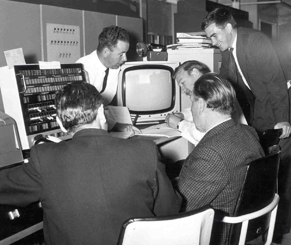 Engineers' console, input lines and closed circuit television